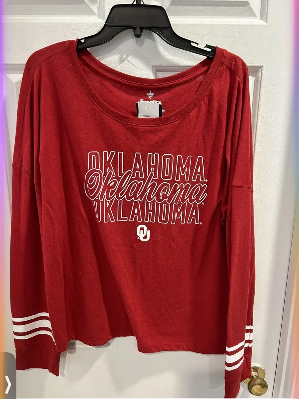 NWT Fanatics Oklahoma Sooners Women's Crewneck T-shirt Sz XL $35 Oversized